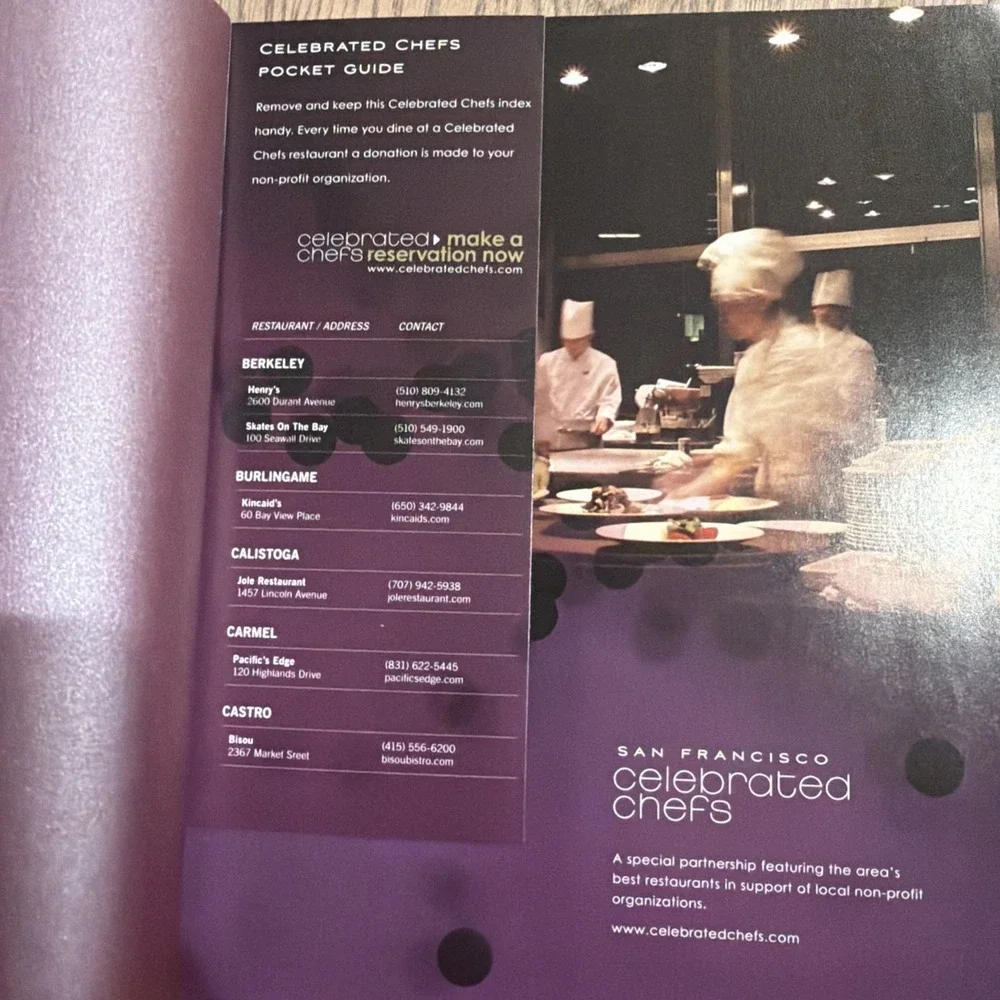 San‎ Francisco Celebrated Chefs Volume 1 Culinary Guide And cookbook